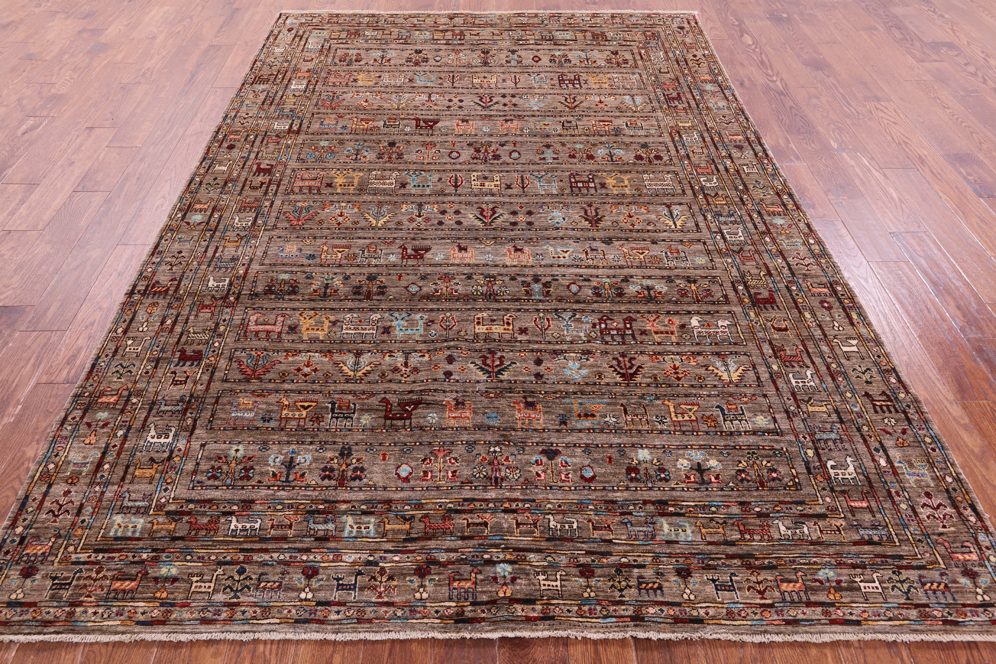 Persian Gabbeh Tribal Hand Knotted Wool Rug - 6' 10" X 9' 9" - Golden Nile