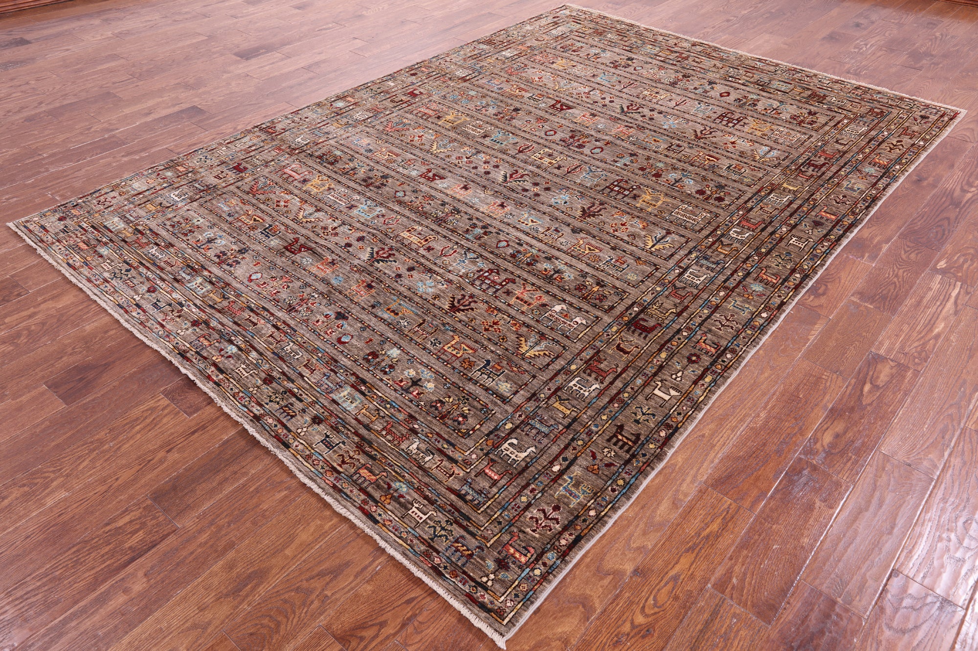 Persian Gabbeh Tribal Hand Knotted Wool Rug - 6' 10" X 9' 9" - Golden Nile