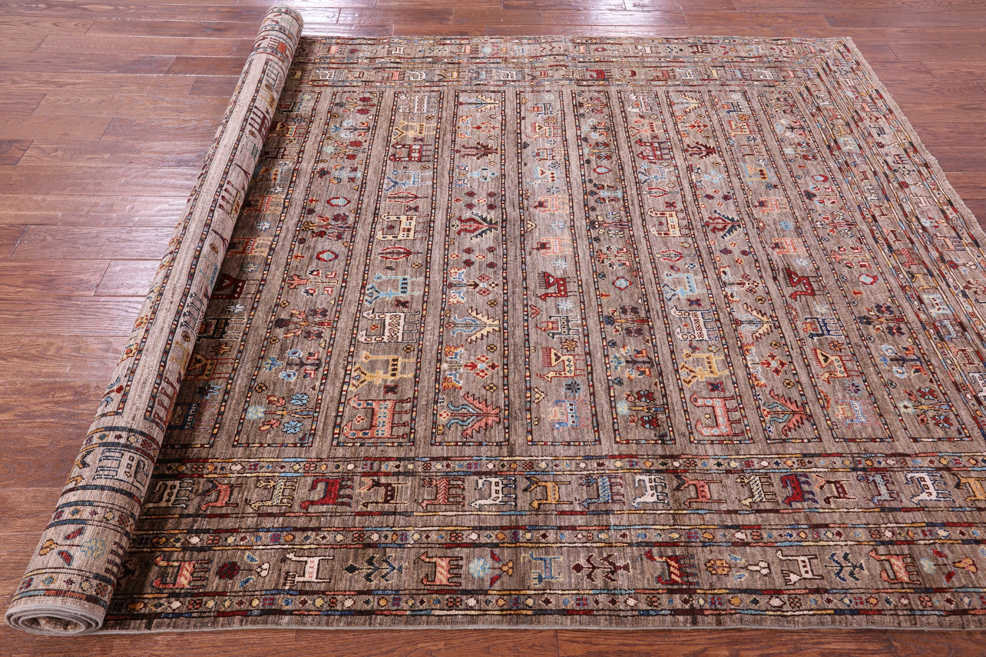 Persian Gabbeh Tribal Hand Knotted Wool Rug - 6' 10" X 9' 9" - Golden Nile