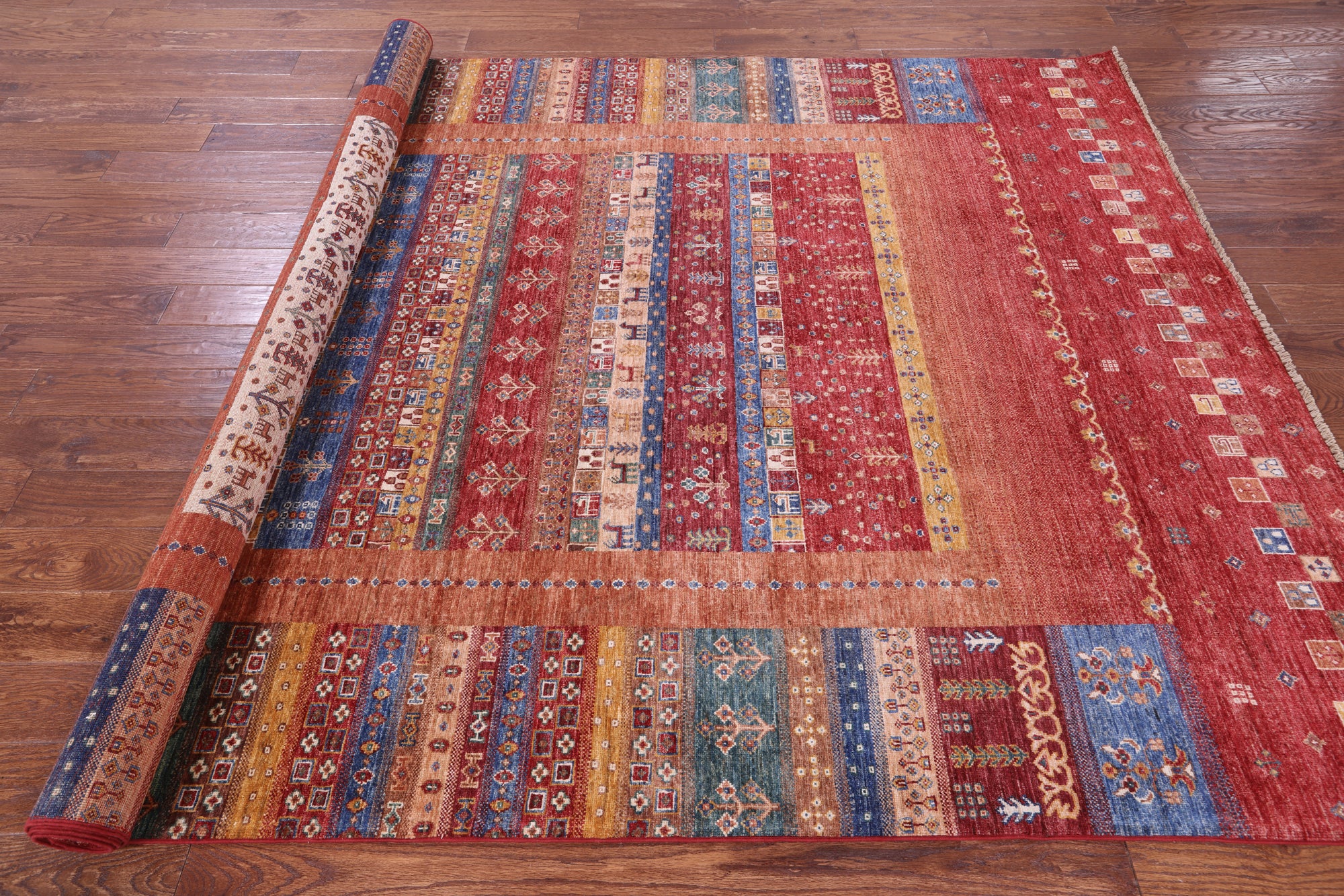 Persian Gabbeh Tribal Hand Knotted Wool Rug - 7' 0" X 10' 0" - Golden Nile