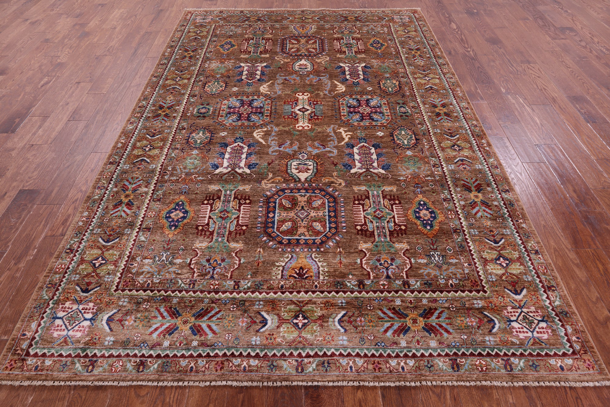 Peshawar Hand Knotted Wool Rug - 6' 10" X 9' 9" - Golden Nile