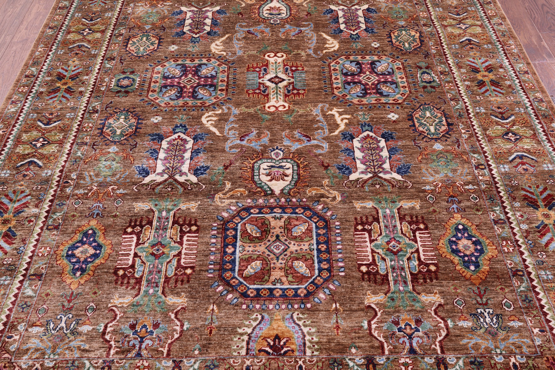 Peshawar Hand Knotted Wool Rug - 6' 10" X 9' 9" - Golden Nile
