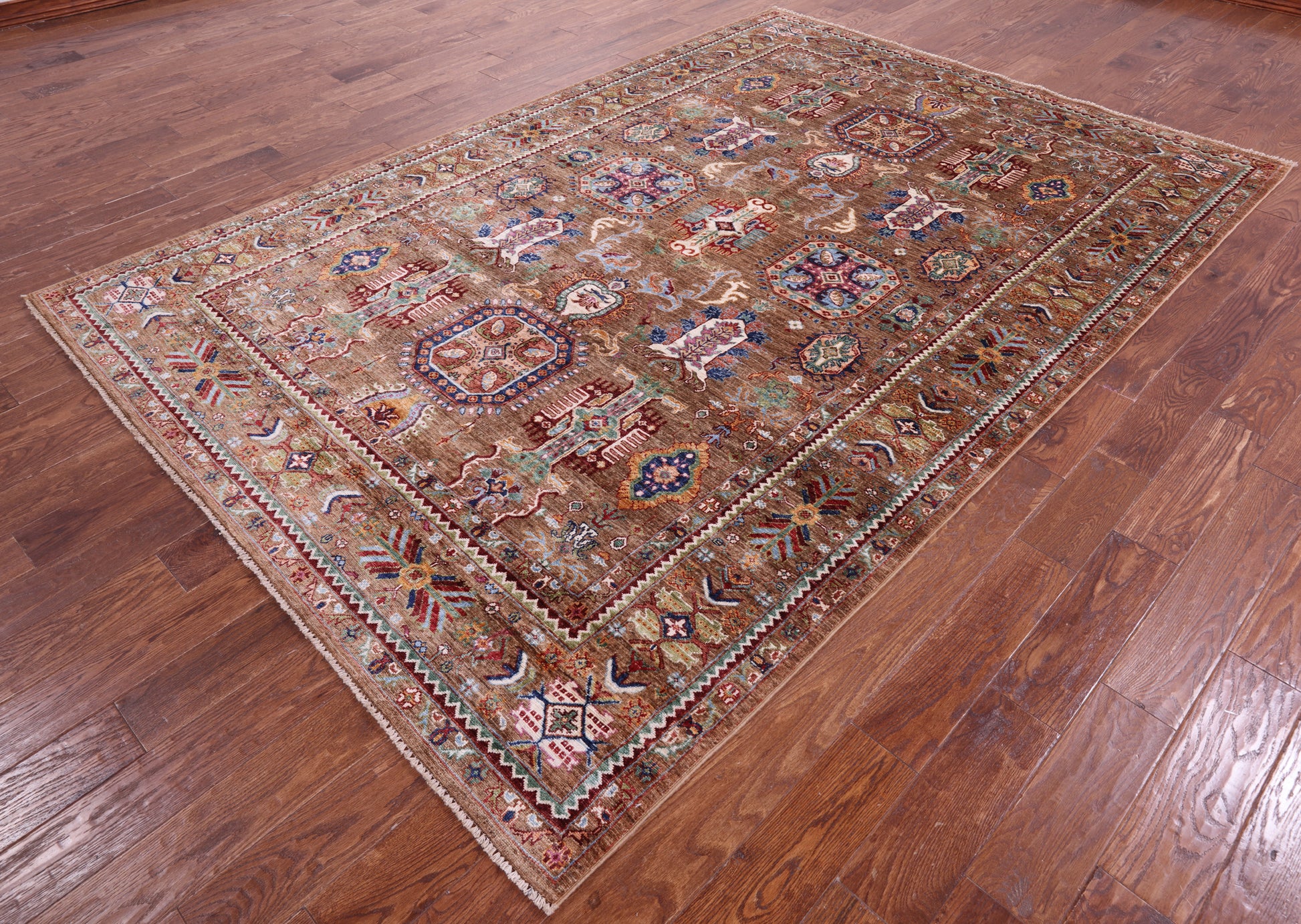 Peshawar Hand Knotted Wool Rug - 6' 10" X 9' 9" - Golden Nile