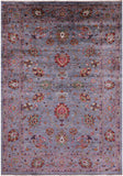 Grey Peshawar Hand Knotted Wool Rug - 6' 9" X 9' 10" - Golden Nile