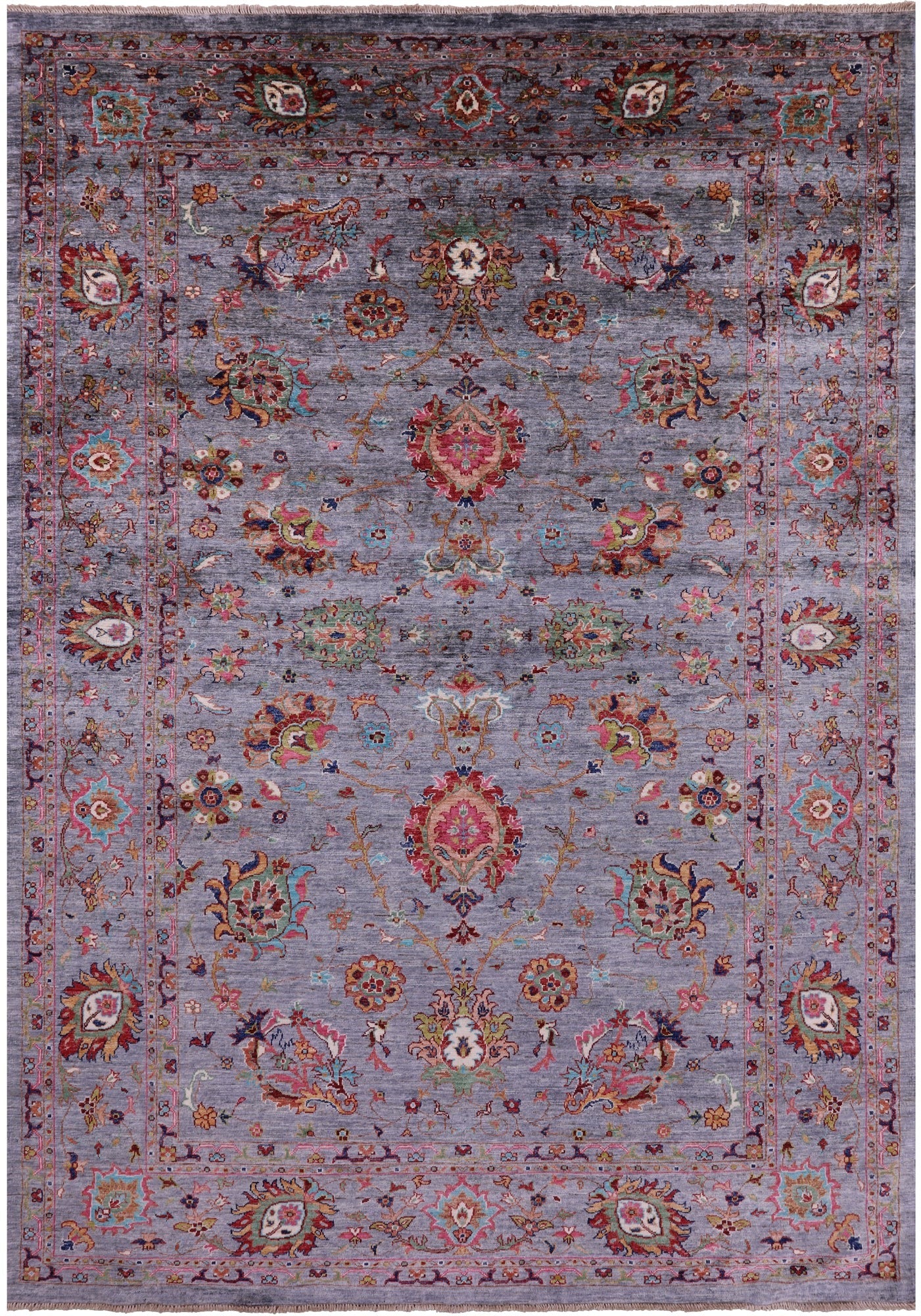 Grey Peshawar Hand Knotted Wool Rug - 6' 9" X 9' 10" - Golden Nile