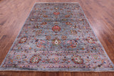 Grey Peshawar Hand Knotted Wool Rug - 6' 9" X 9' 10" - Golden Nile