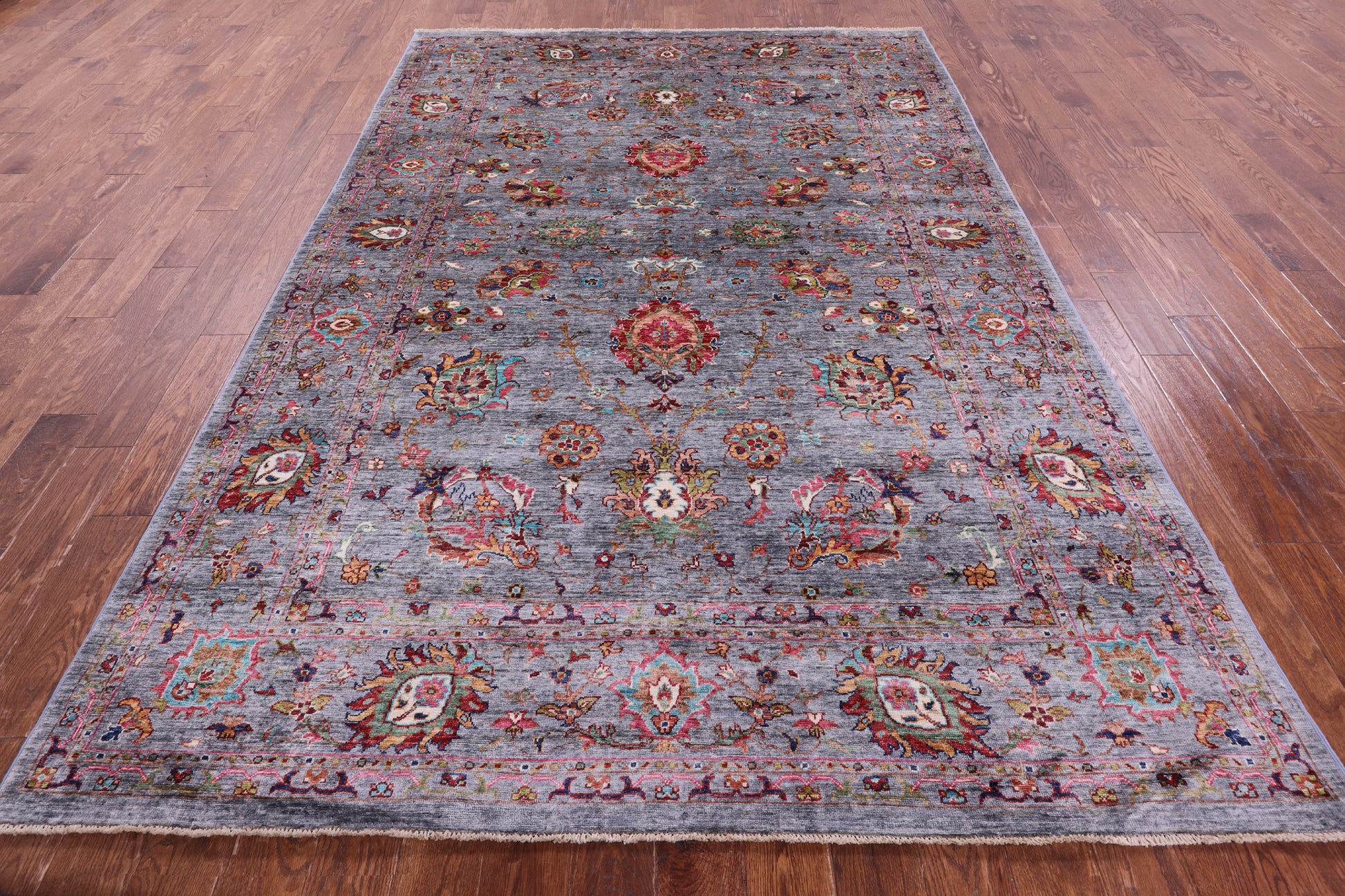 Grey Peshawar Hand Knotted Wool Rug - 6' 9" X 9' 10" - Golden Nile