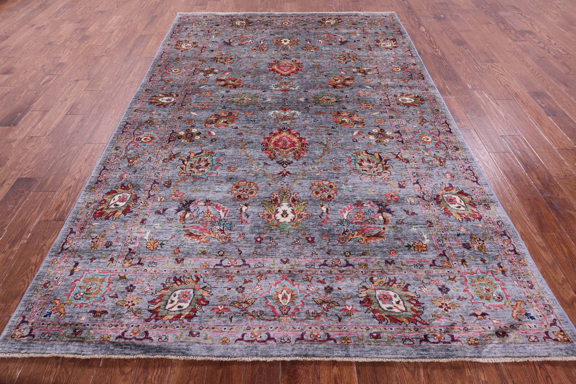 Grey Peshawar Hand Knotted Wool Rug - 6' 9" X 9' 10" - Golden Nile