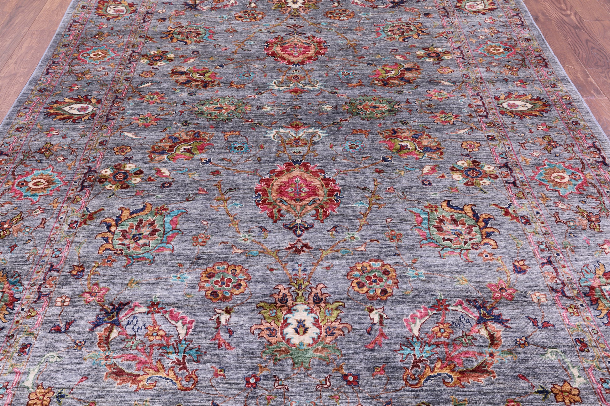 Grey Peshawar Hand Knotted Wool Rug - 6' 9" X 9' 10" - Golden Nile