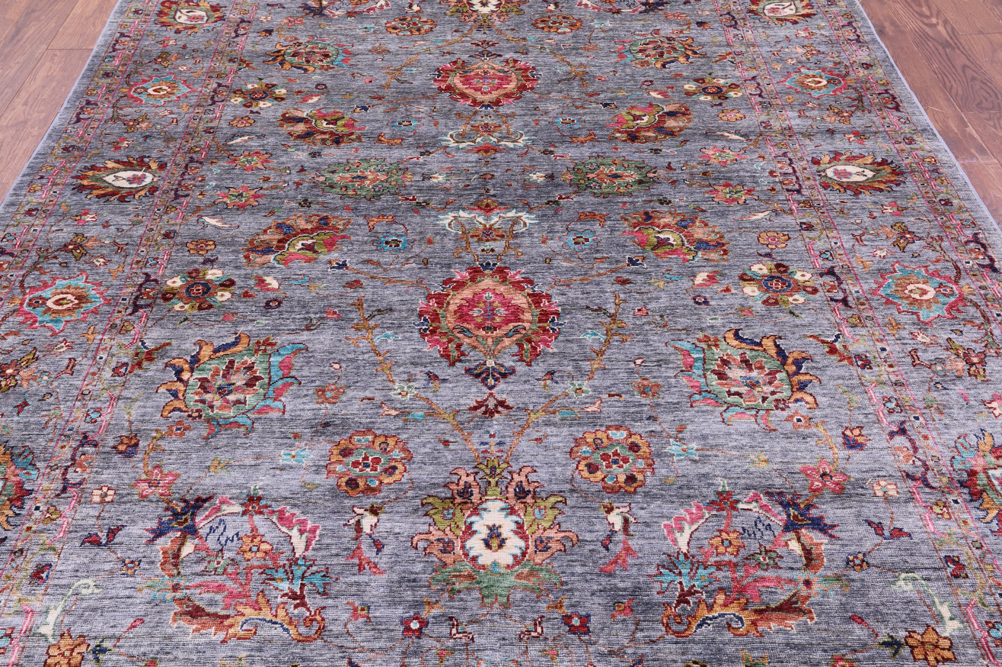 Grey Peshawar Hand Knotted Wool Rug - 6' 9" X 9' 10" - Golden Nile