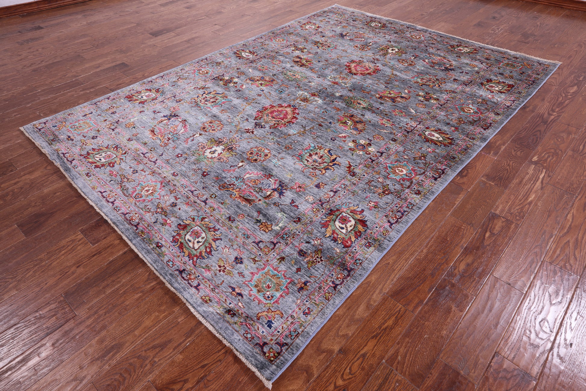 Grey Peshawar Hand Knotted Wool Rug - 6' 9" X 9' 10" - Golden Nile