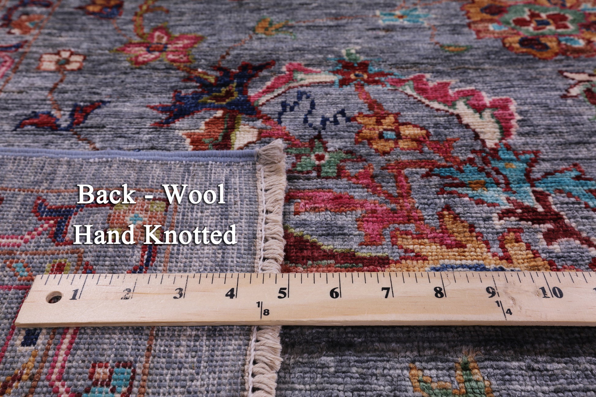 Grey Peshawar Hand Knotted Wool Rug - 6' 9" X 9' 10" - Golden Nile