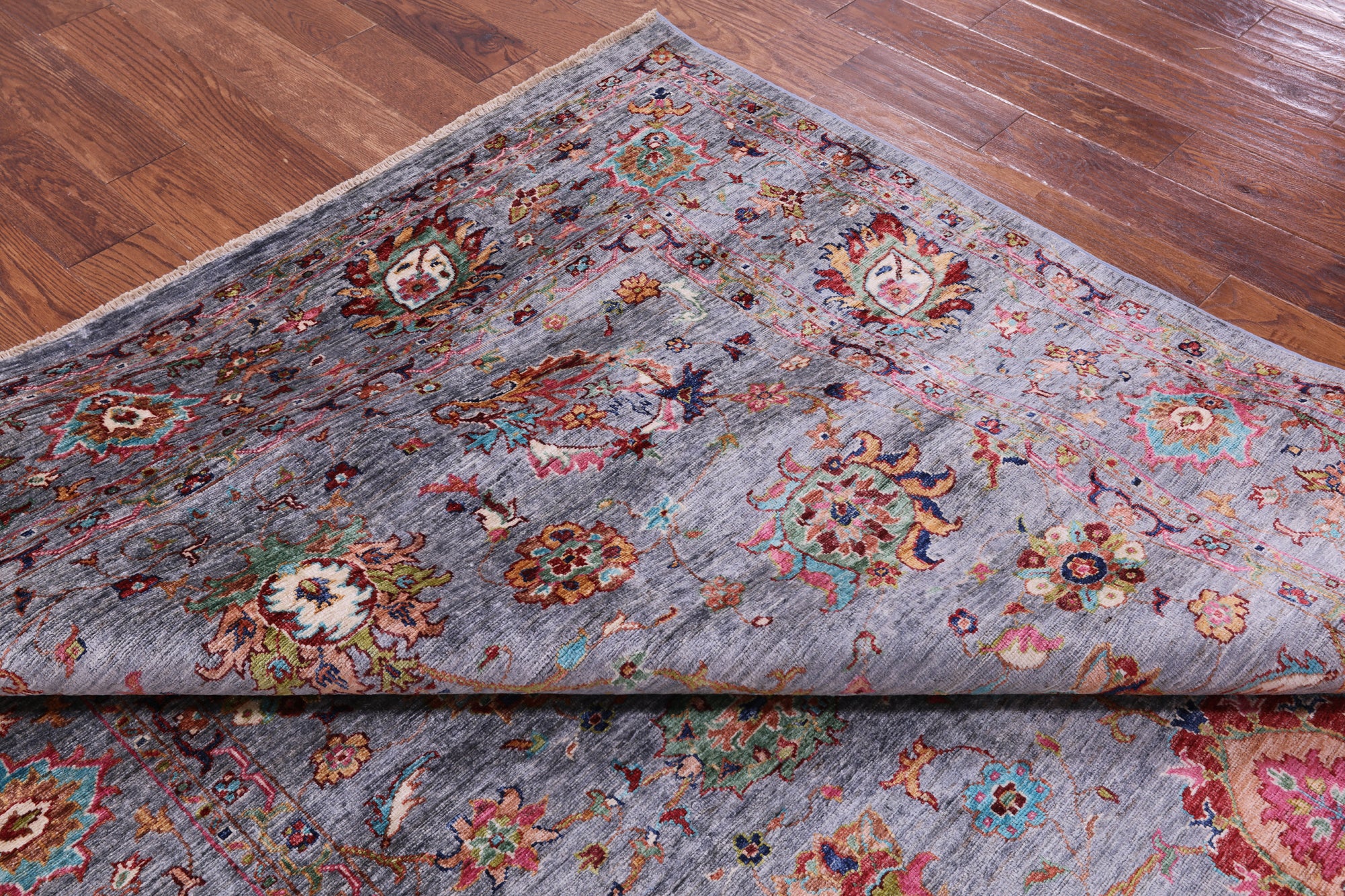 Grey Peshawar Hand Knotted Wool Rug - 6' 9" X 9' 10" - Golden Nile
