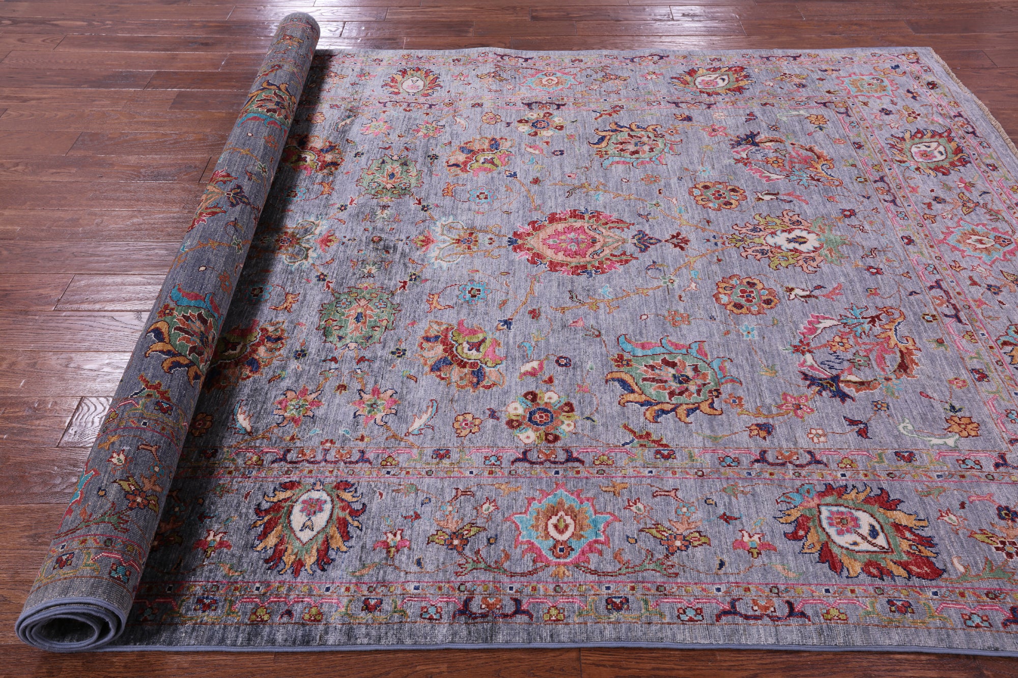 Grey Peshawar Hand Knotted Wool Rug - 6' 9" X 9' 10" - Golden Nile