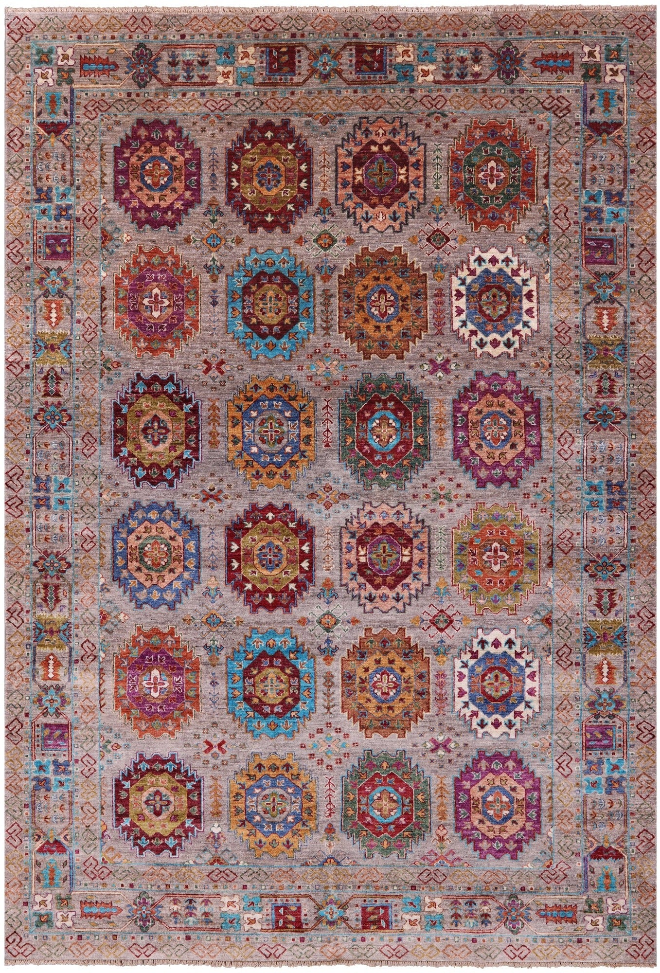 Turkmen Ersari Handmade Wool Rug - 6' 9" X 9' 10" - Golden Nile