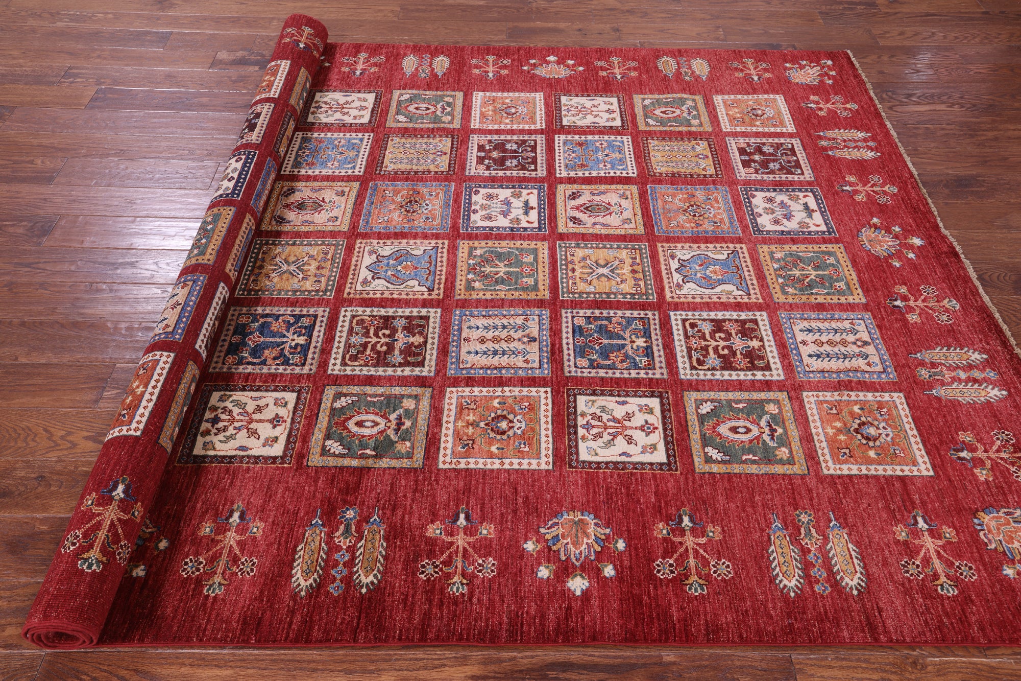 Red Garden Design Persian Hand Knotted Wool Rug - 6' 11" X 9' 10" - Golden Nile