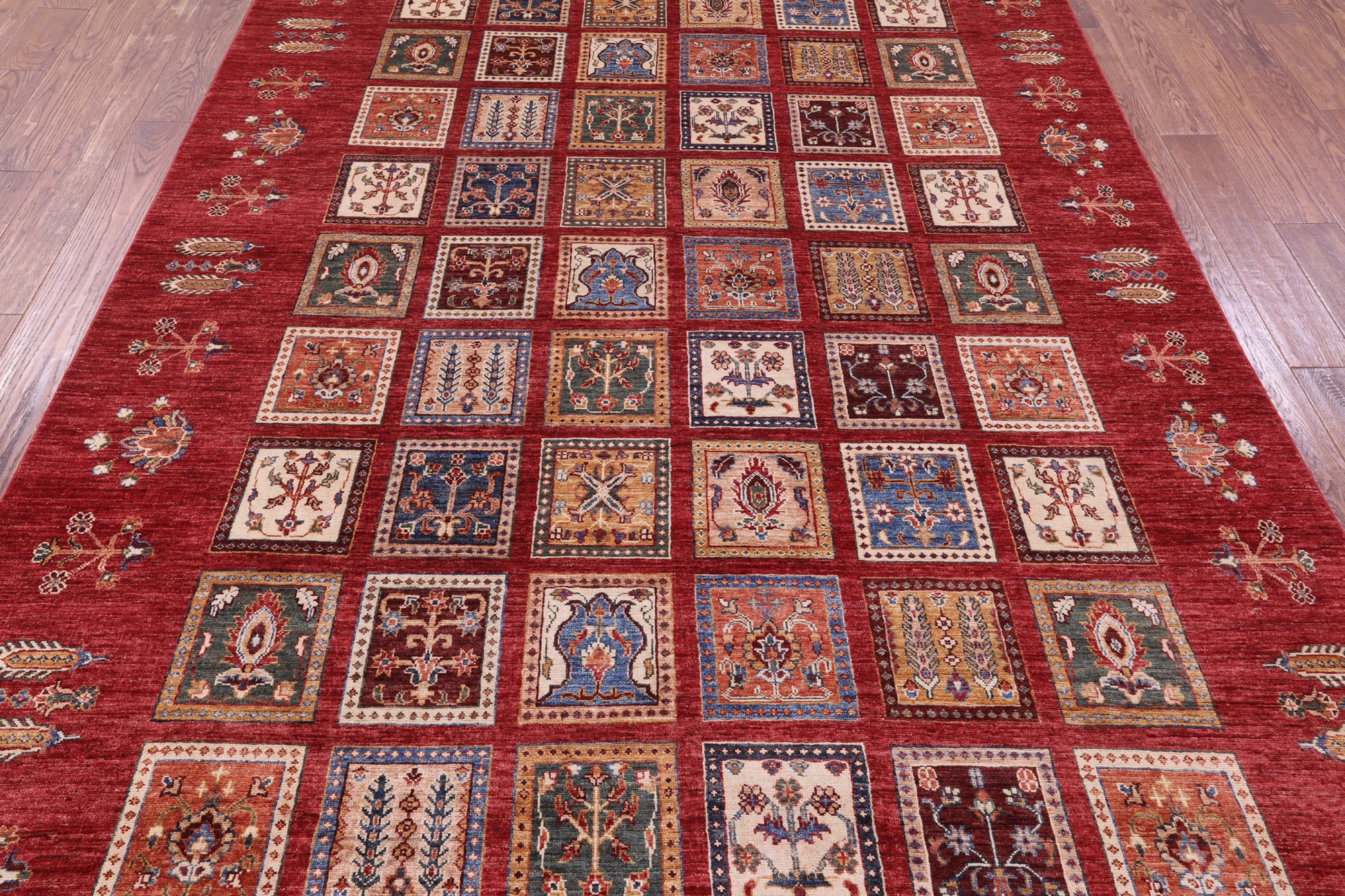 Red Garden Design Persian Hand Knotted Wool Rug - 6' 11" X 9' 10" - Golden Nile