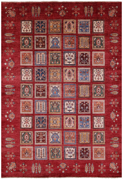 Red Garden Design Persian Hand Knotted Wool Rug - 6' 11" X 9' 10" - Golden Nile