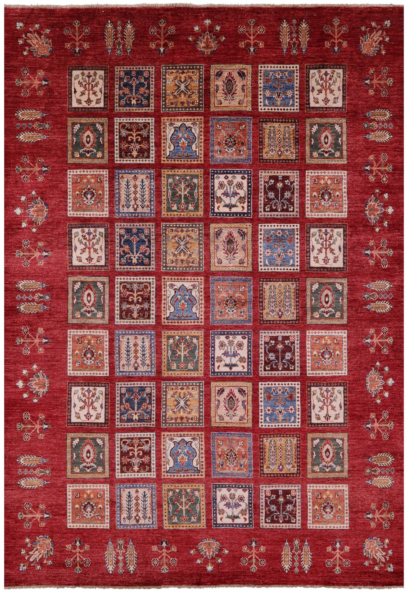 Red Garden Design Persian Hand Knotted Wool Rug - 6' 11" X 9' 10" - Golden Nile