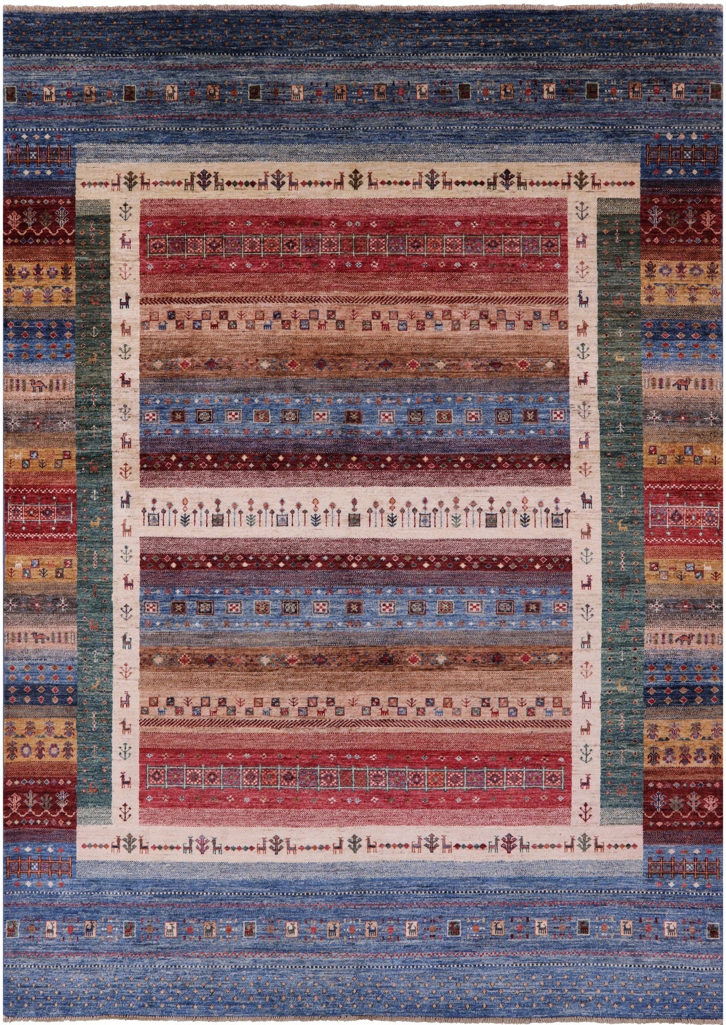 Tribal Persian Gabbeh Hand Knotted Wool Rug - 6' 11" X 9' 9" - Golden Nile