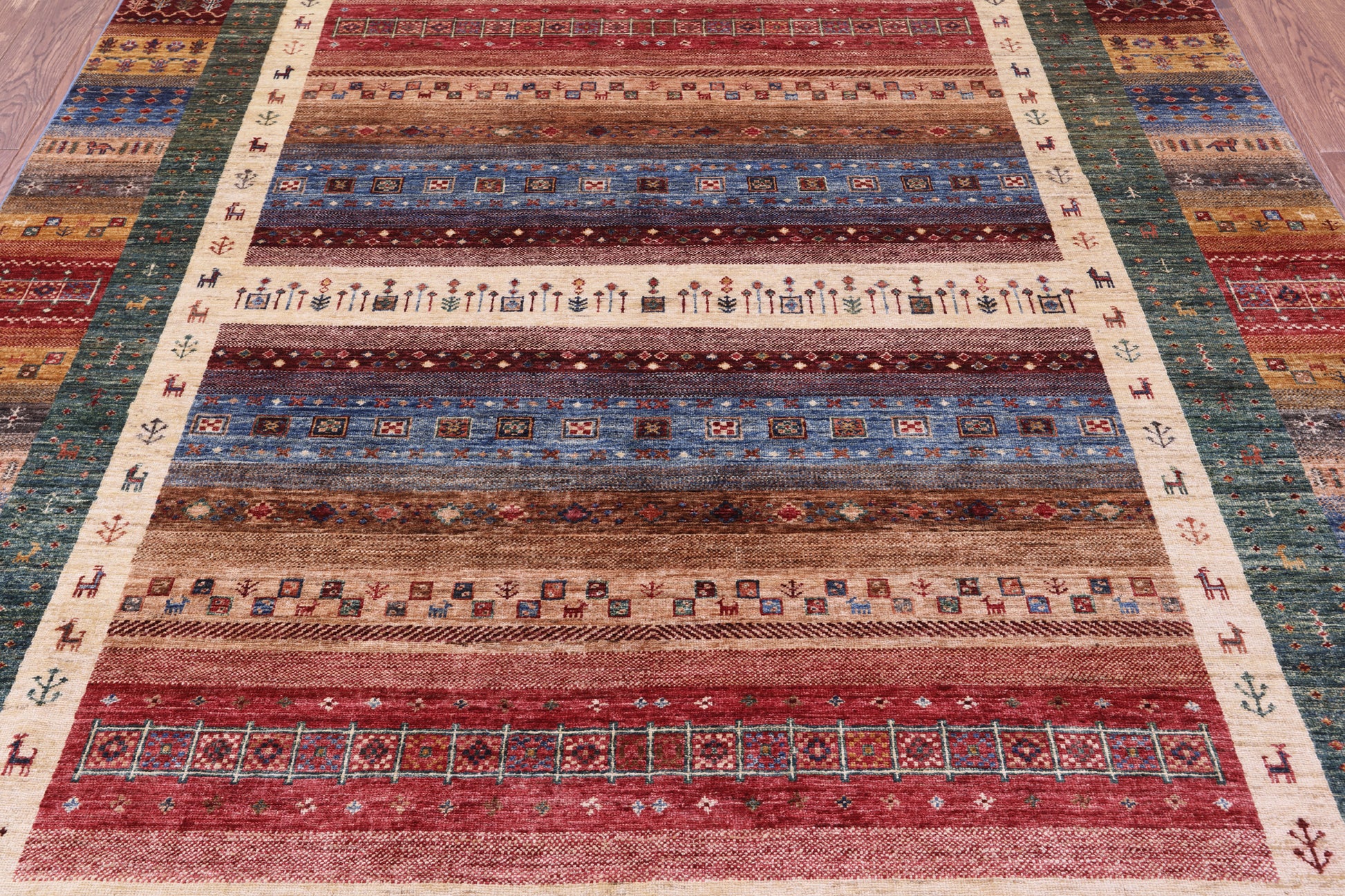 Tribal Persian Gabbeh Hand Knotted Wool Rug - 6' 11" X 9' 9" - Golden Nile
