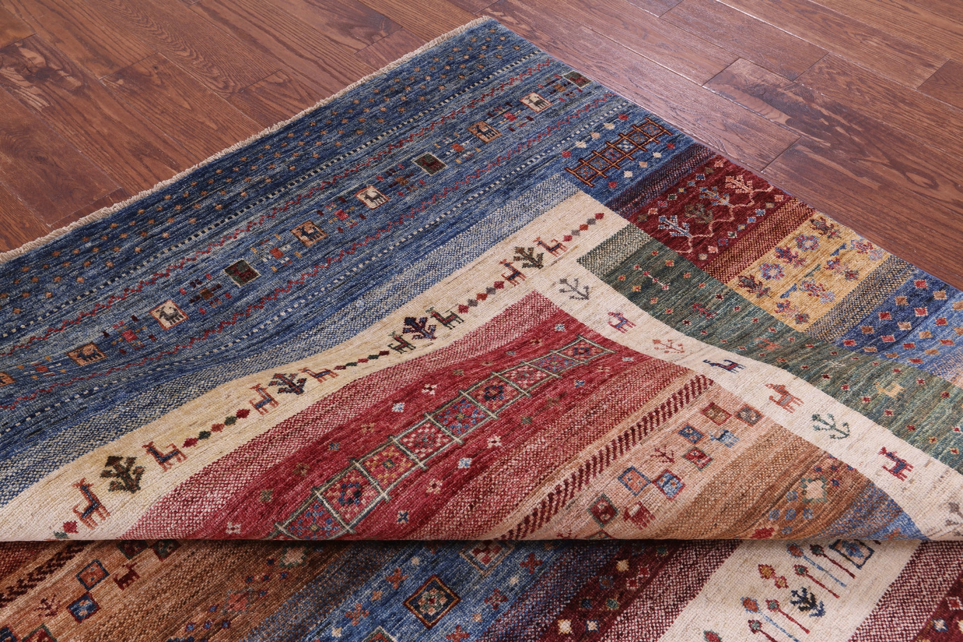 Tribal Persian Gabbeh Hand Knotted Wool Rug - 6' 11" X 9' 9" - Golden Nile