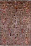 Persian Tribal Gabbeh Hand Knotted Wool Rug - 6' 9" X 10' 1" - Golden Nile