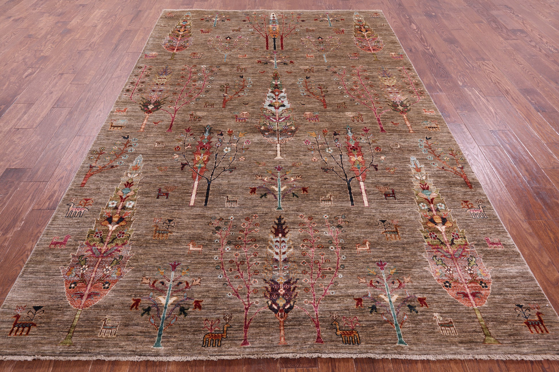 Persian Tribal Gabbeh Hand Knotted Wool Rug - 6' 9" X 10' 1" - Golden Nile