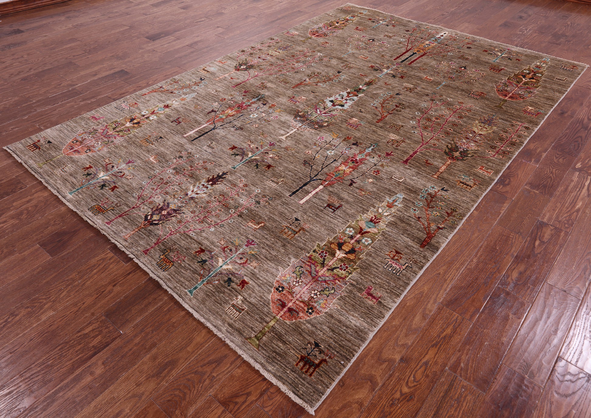 Persian Tribal Gabbeh Hand Knotted Wool Rug - 6' 9" X 10' 1" - Golden Nile