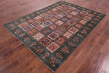 Green Garden Design Persian Hand Knotted Wool Rug - 5' 11" X 8' 0" - Golden Nile