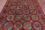 Red Turkmen Ersari Handmade Wool Rug - 5' 9" X 8' 0" - Golden Nile