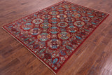 Red Turkmen Ersari Handmade Wool Rug - 5' 9" X 8' 0" - Golden Nile
