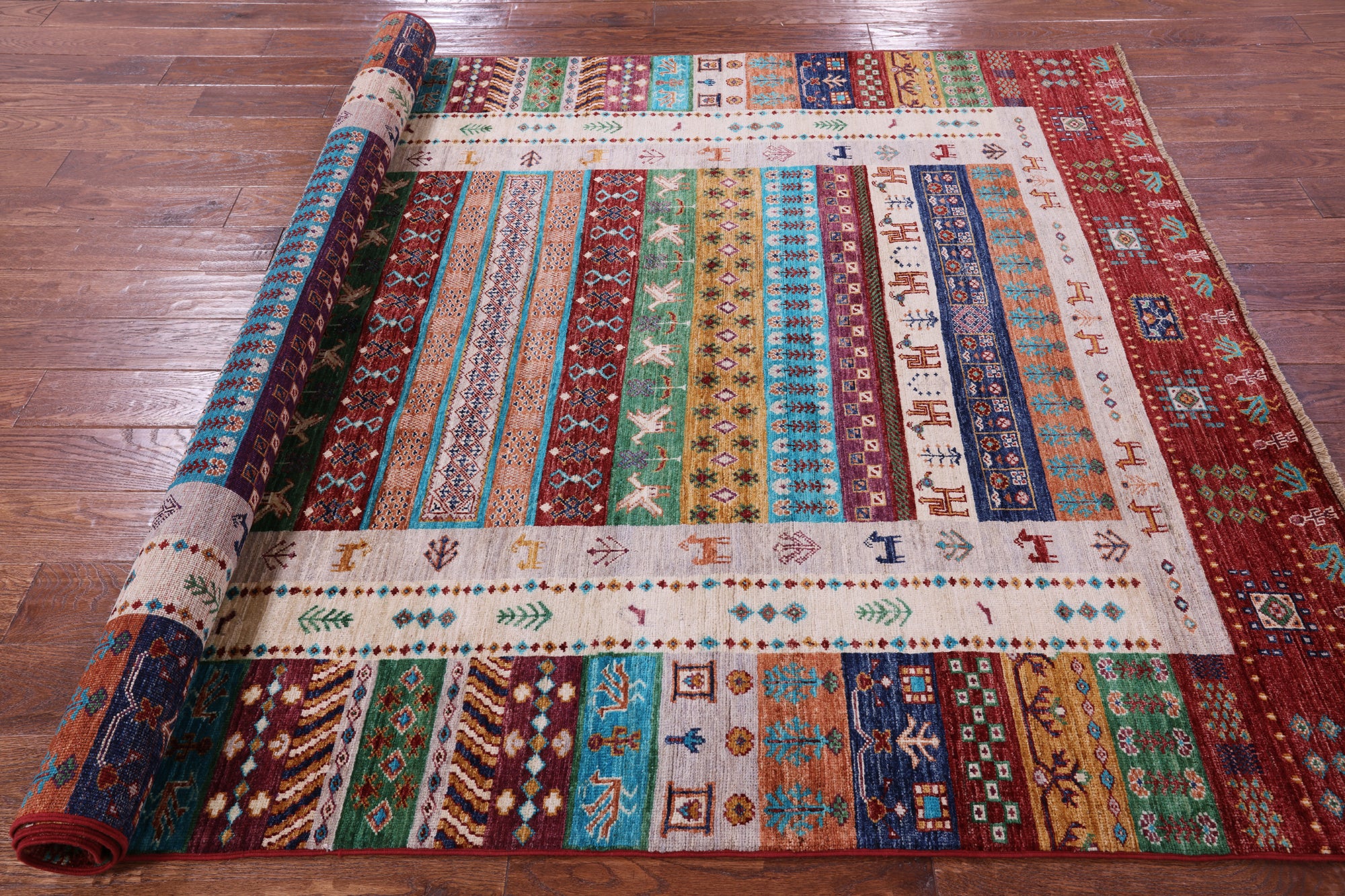 Tribal Persian Gabbeh Hand Knotted Wool Rug - 5' 10" X 8' 0" - Golden Nile