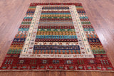 Tribal Persian Gabbeh Hand Knotted Wool Rug - 5' 10" X 8' 0" - Golden Nile
