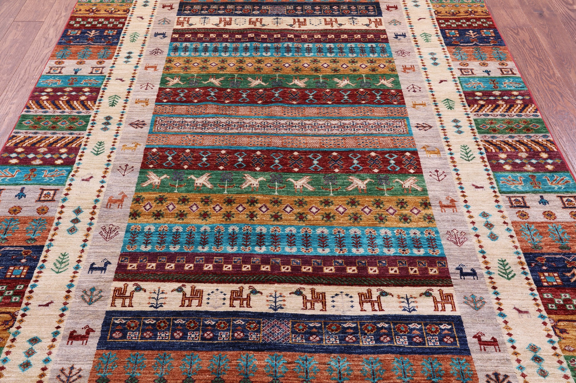 Tribal Persian Gabbeh Hand Knotted Wool Rug - 5' 10" X 8' 0" - Golden Nile