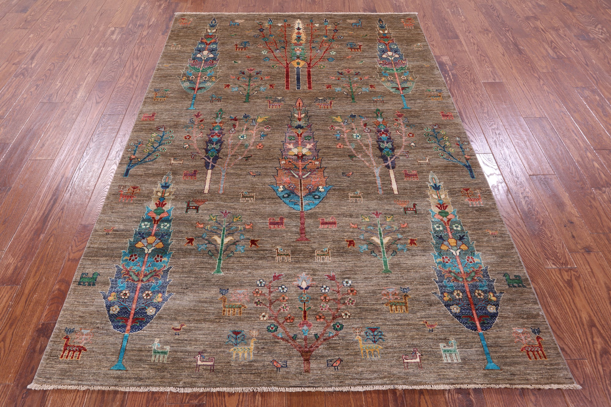 Tribal Persian Gabbeh Hand Knotted Wool Rug - 5' 9" X 8' 2" - Golden Nile