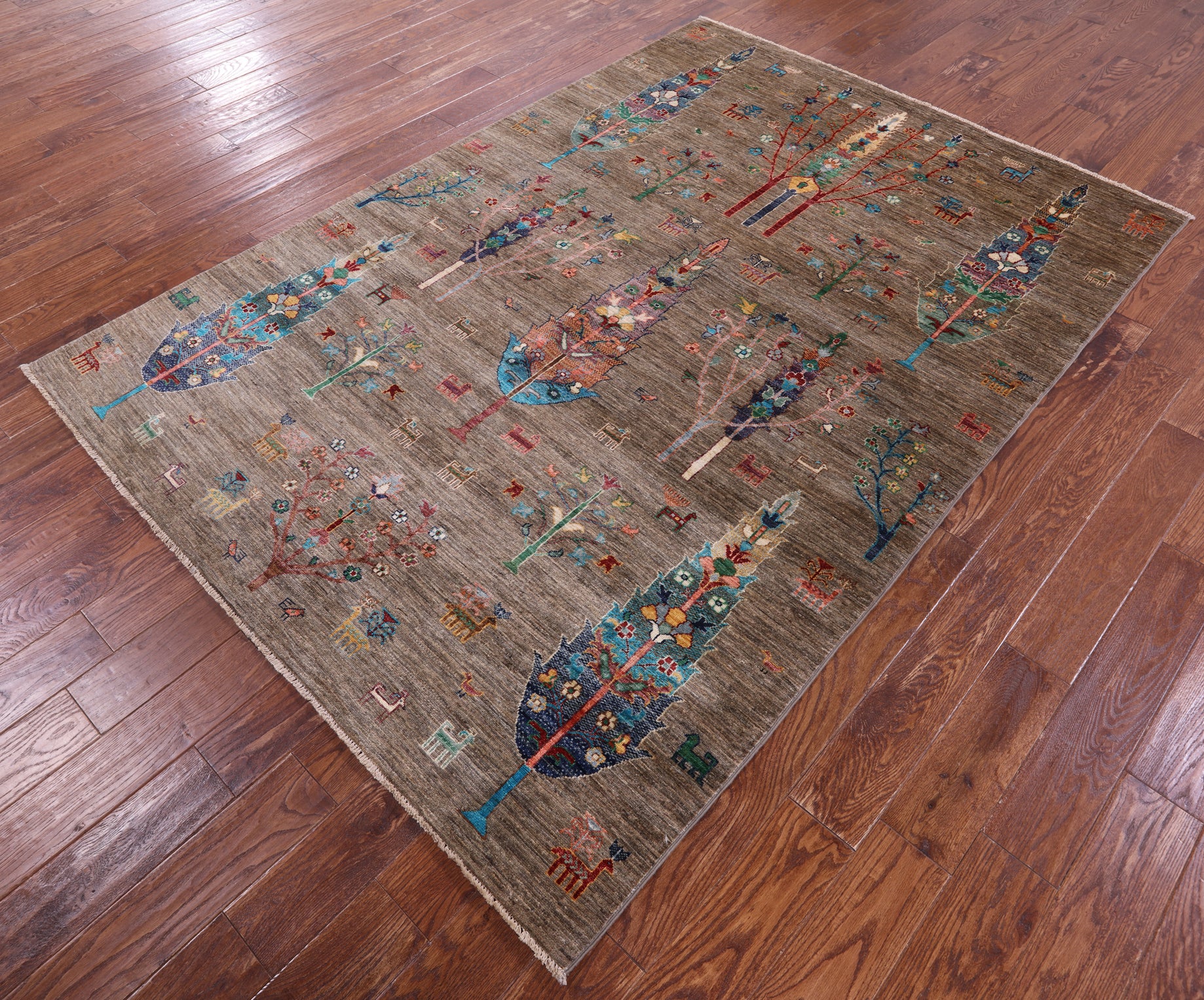 Tribal Persian Gabbeh Hand Knotted Wool Rug - 5' 9" X 8' 2" - Golden Nile
