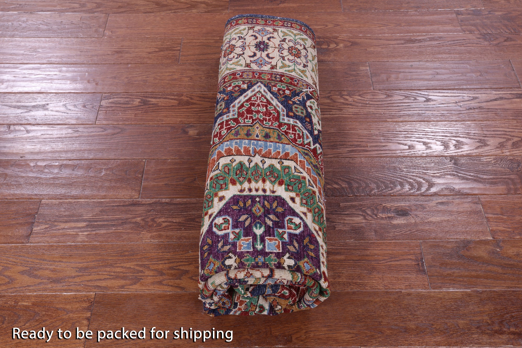 Blue Geometric Persian Mamluk Hand Knotted Wool Rug - 5' 8" X 7' 9" - Golden Nile