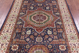 Blue Geometric Persian Mamluk Hand Knotted Wool Rug - 5' 8" X 7' 9" - Golden Nile