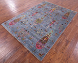 Tribal Persian Gabbeh Hand Knotted Wool Rug - 5' 9" X 8' 0" - Golden Nile