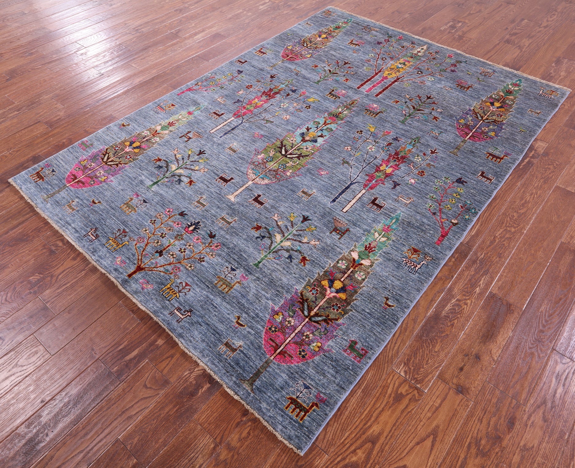 Tribal Persian Gabbeh Hand Knotted Wool Rug - 5' 9" X 8' 0" - Golden Nile
