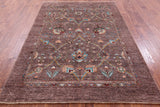 Brown Peshawar Hand Knotted Wool Rug - 5' 10" X 8' 1" - Golden Nile