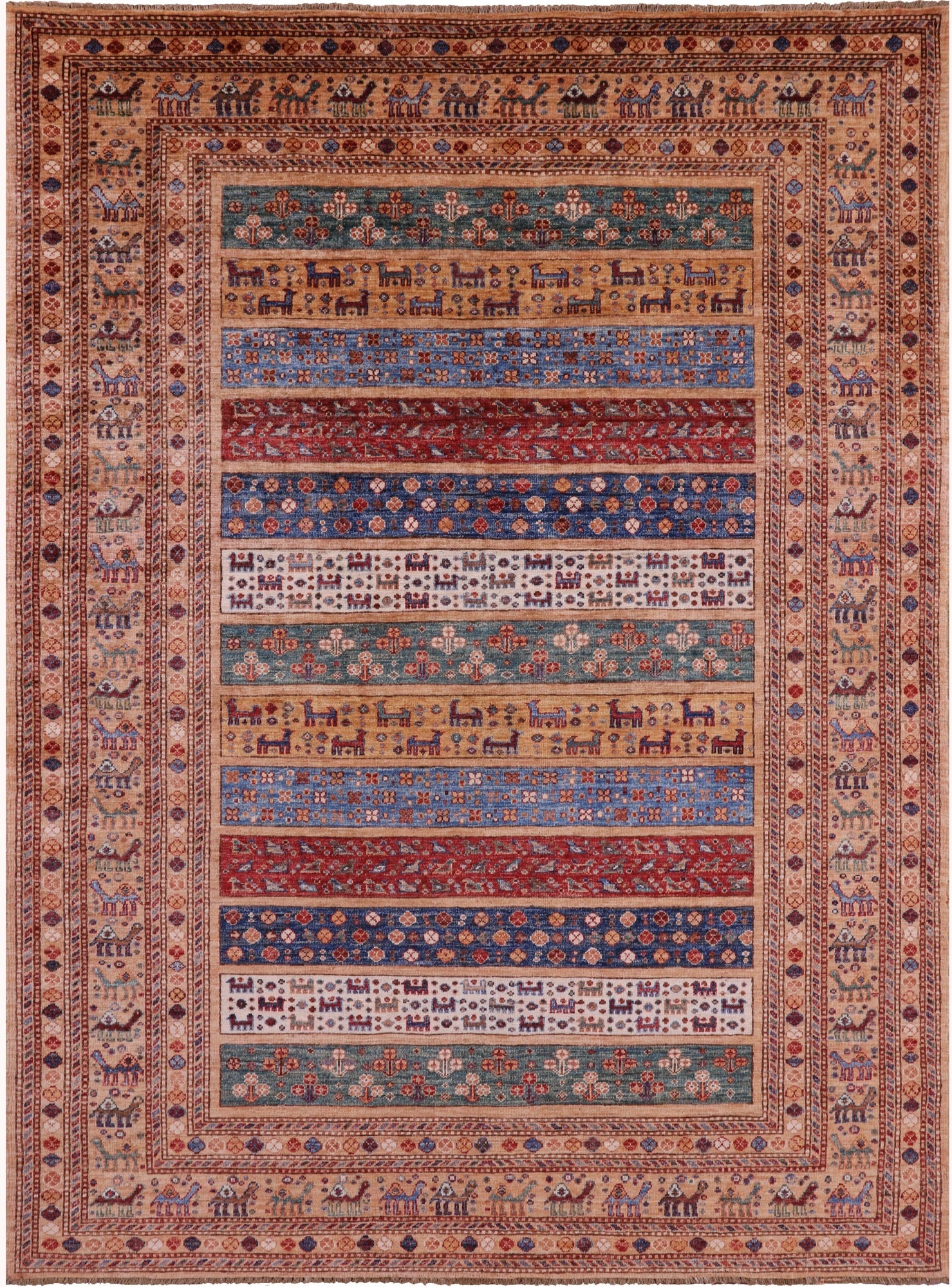 Tribal Persian Gabbeh Hand Knotted Wool Rug - 5' 10" X 7' 11" - Golden Nile