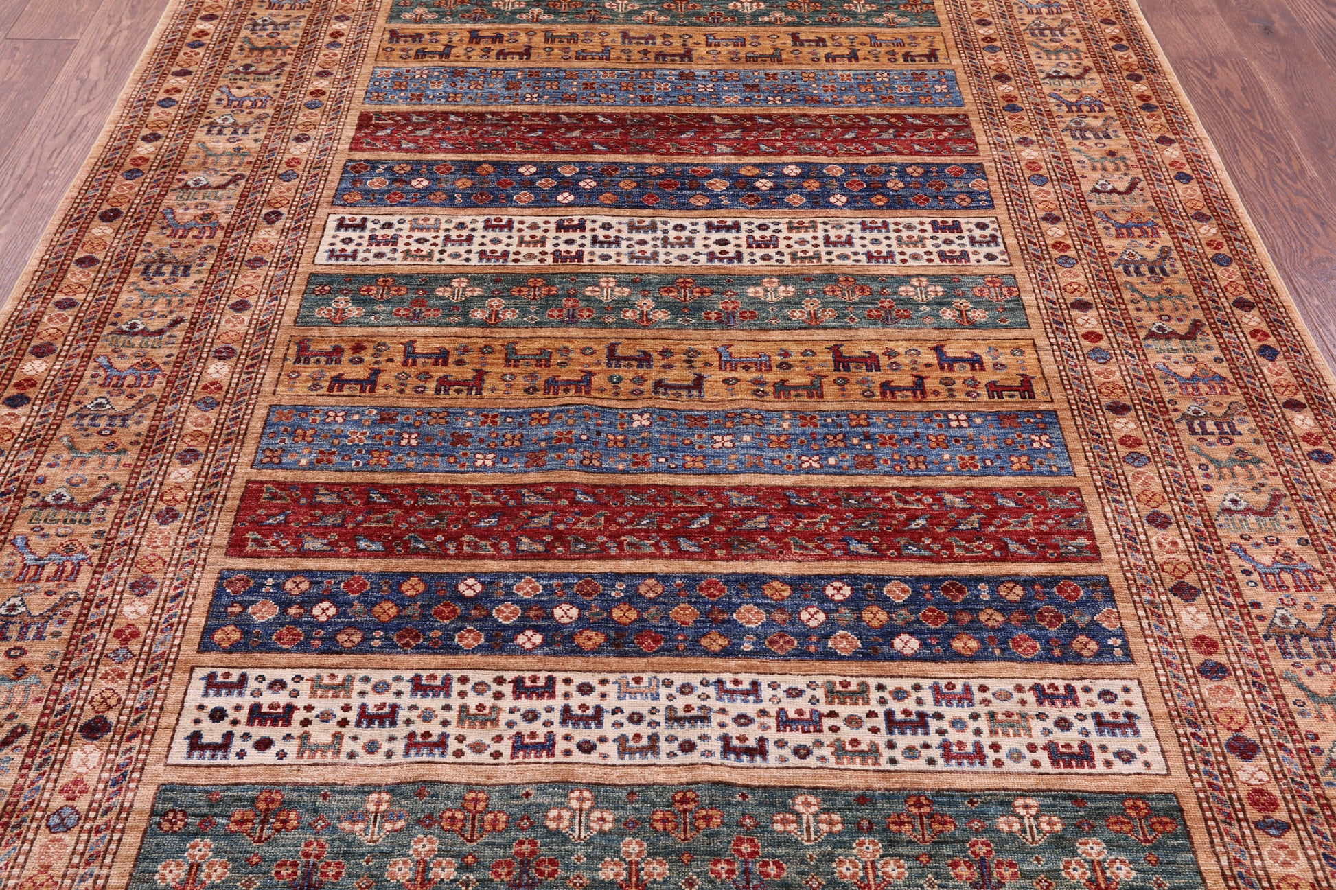 Tribal Persian Gabbeh Hand Knotted Wool Rug - 5' 10" X 7' 11" - Golden Nile