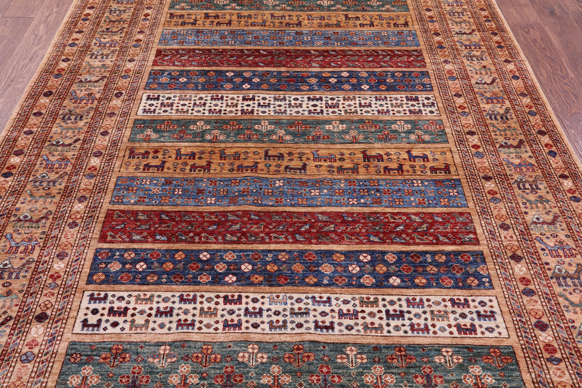 Tribal Persian Gabbeh Hand Knotted Wool Rug - 5' 10" X 7' 11" - Golden Nile