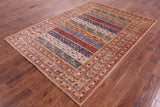 Tribal Persian Gabbeh Hand Knotted Wool Rug - 5' 10" X 7' 11" - Golden Nile