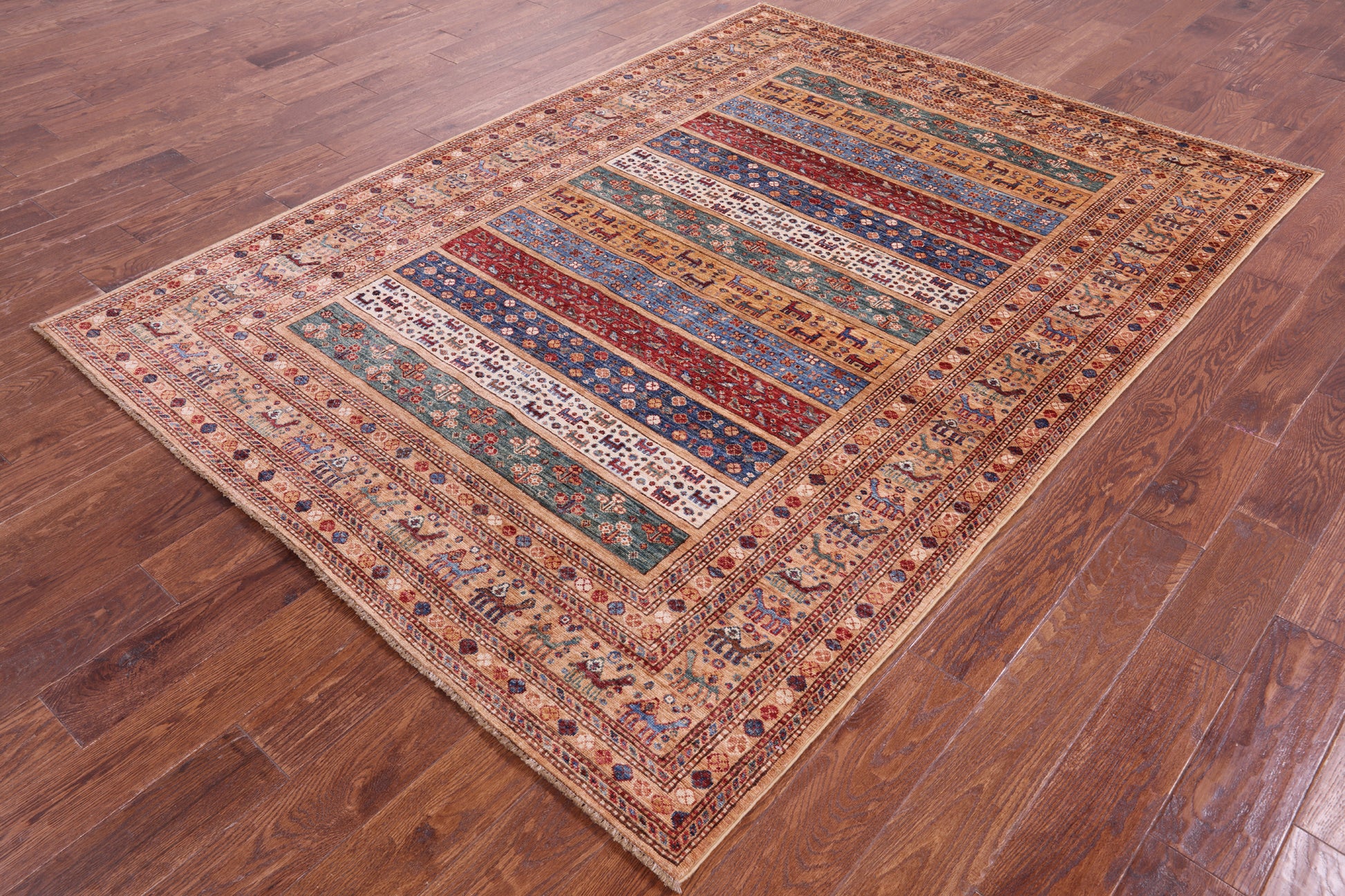 Tribal Persian Gabbeh Hand Knotted Wool Rug - 5' 10" X 7' 11" - Golden Nile