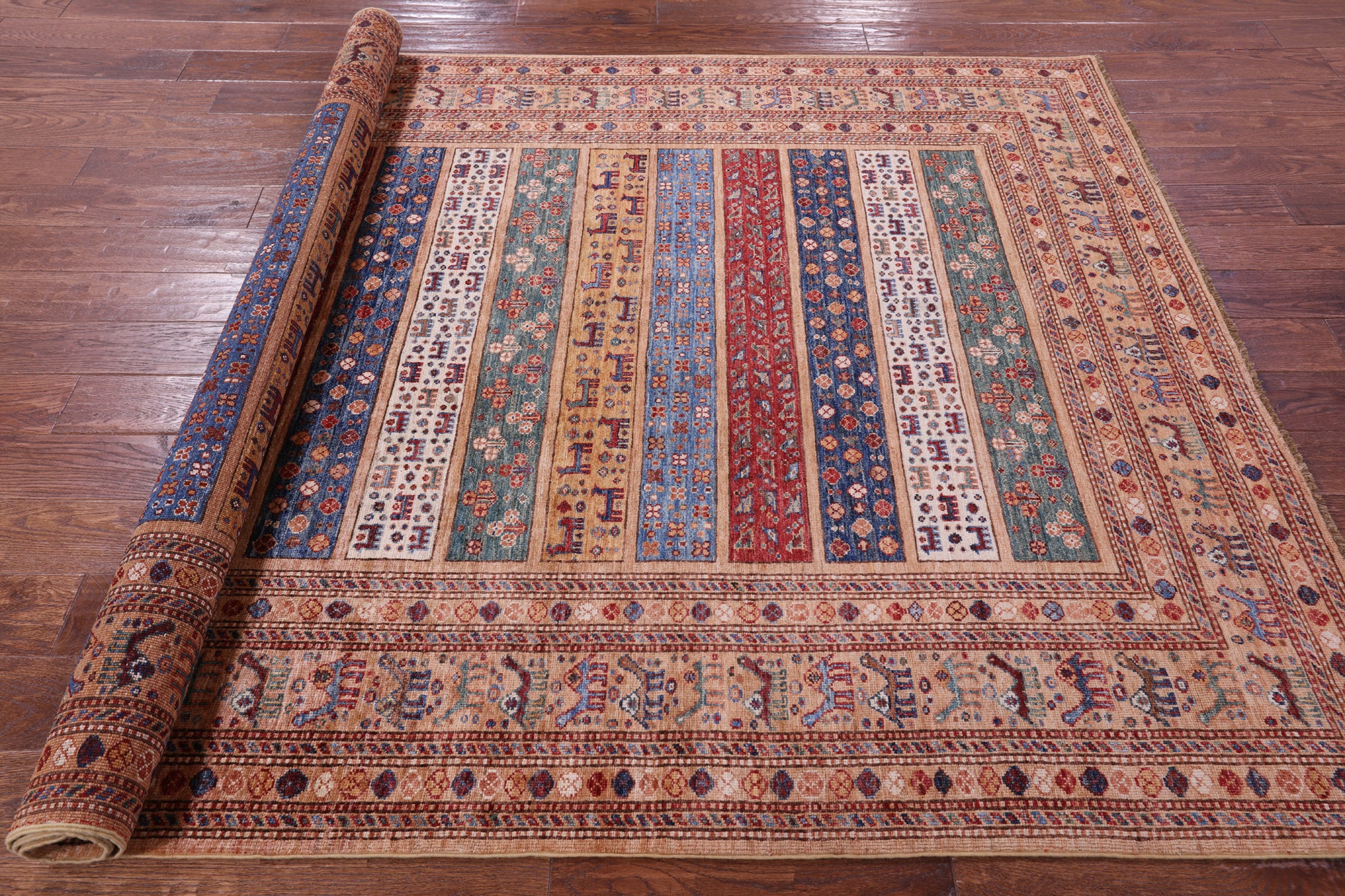 Tribal Persian Gabbeh Hand Knotted Wool Rug - 5' 10" X 7' 11" - Golden Nile
