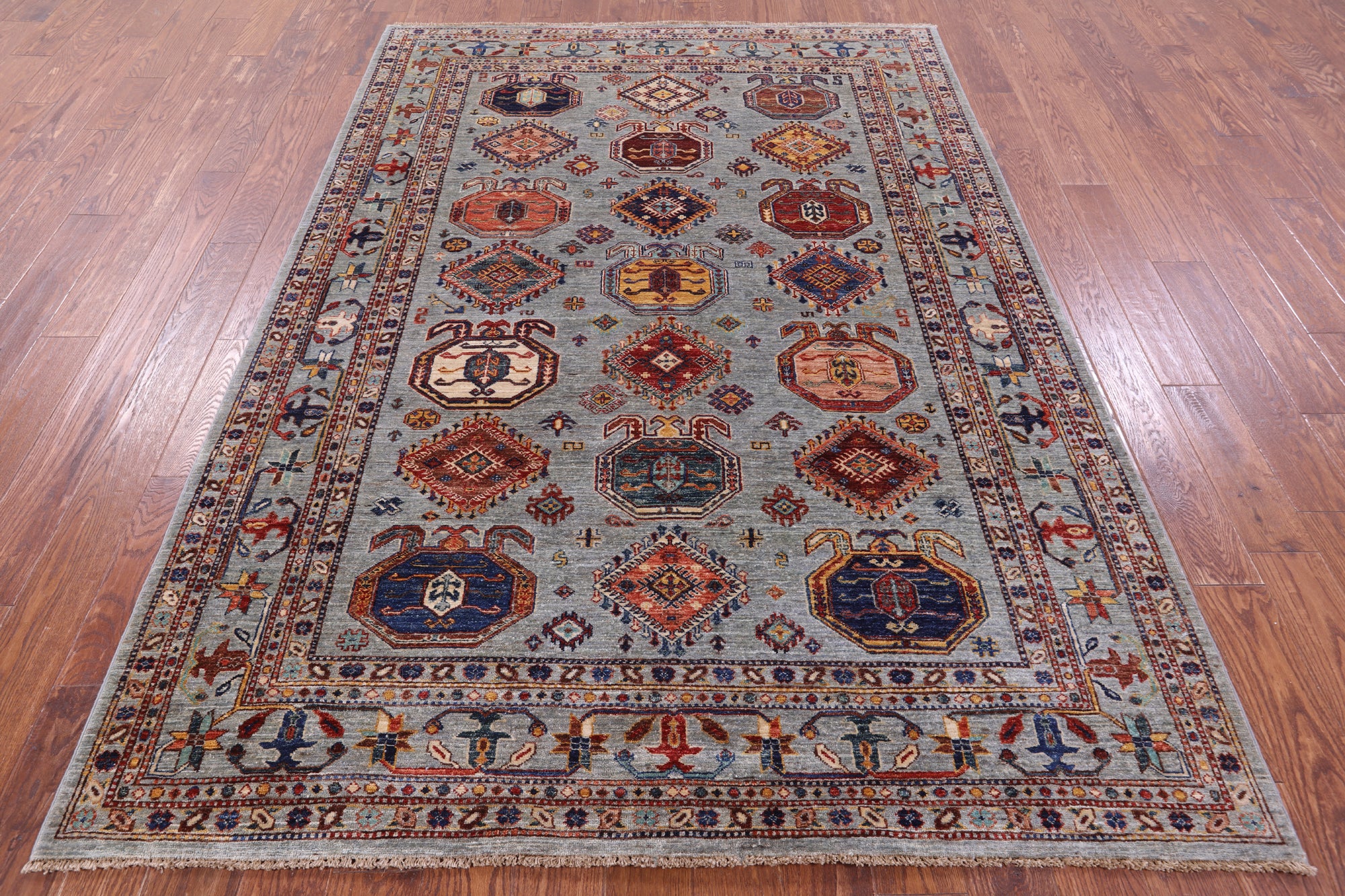 Turkmen Ersari Handmade Wool Rug - 6' 0" X 8' 6" - Golden Nile