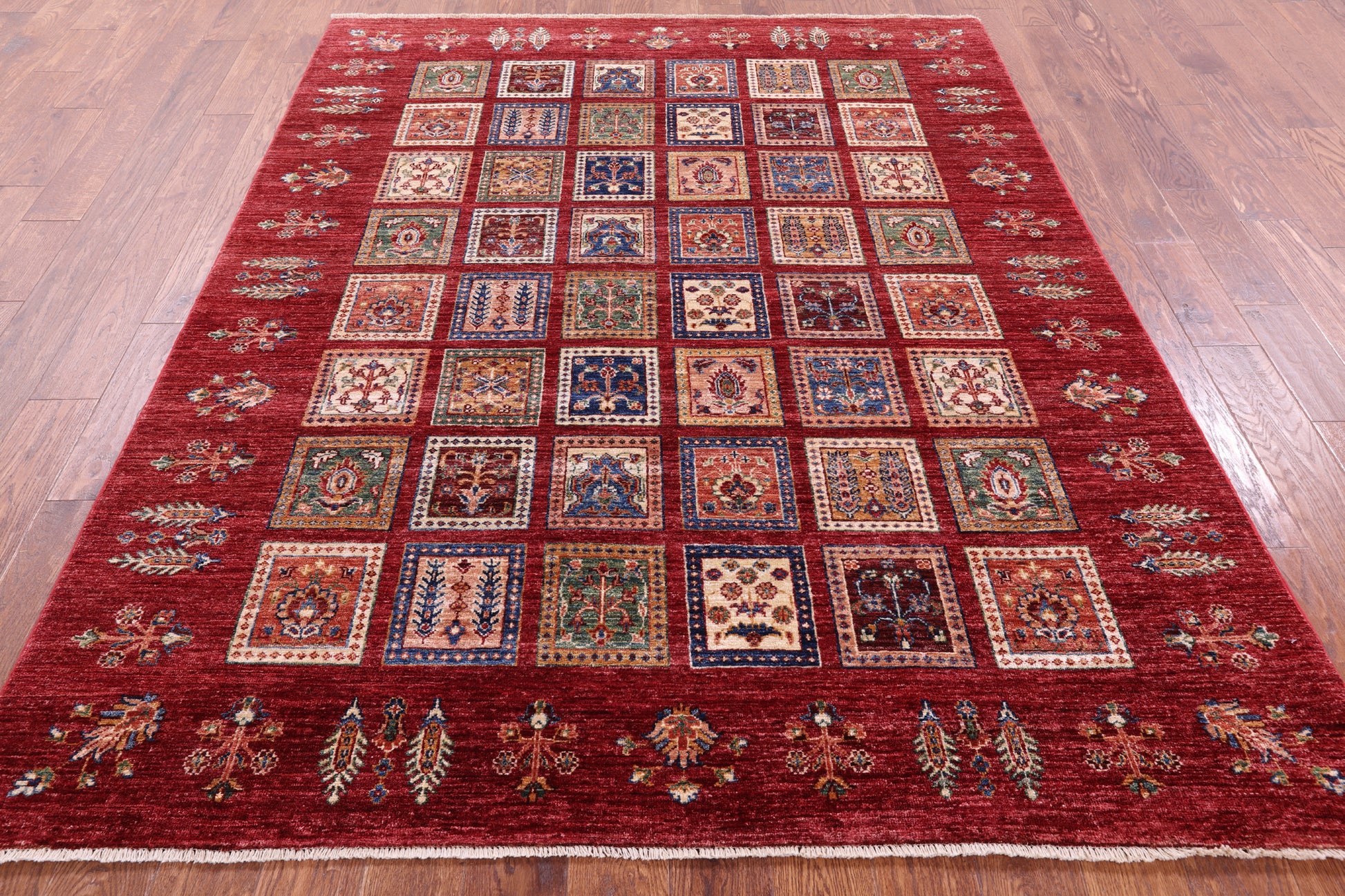 Red Garden Design Persian Hand Knotted Wool Rug - 6' 2" X 7' 10" - Golden Nile